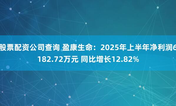 股票配资公司查询 盈康生命：2025年上半年净利润6182.72万元 同比增长12.82%